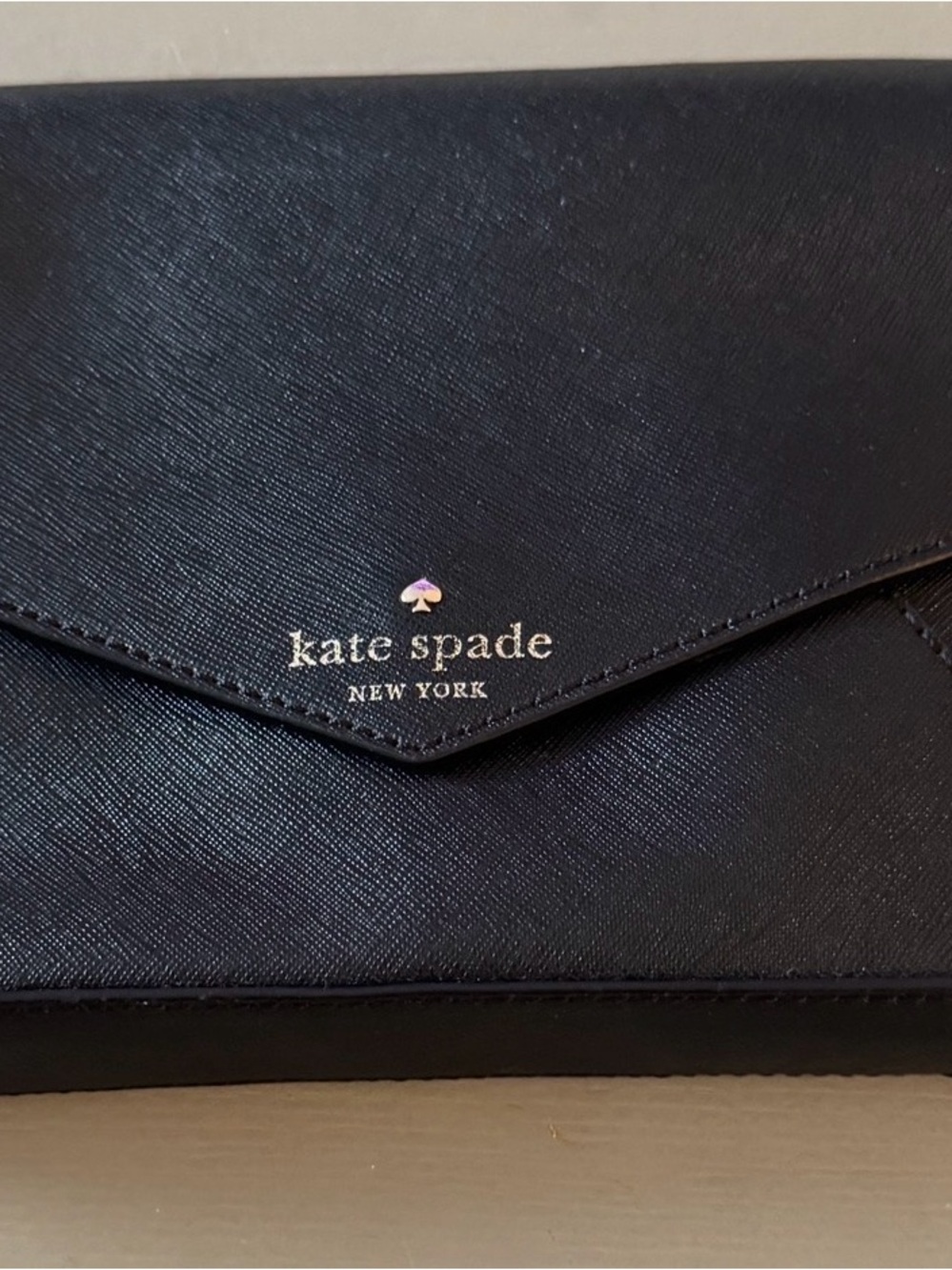kate spade Black Leather Cross body with Polka Dot Lining
